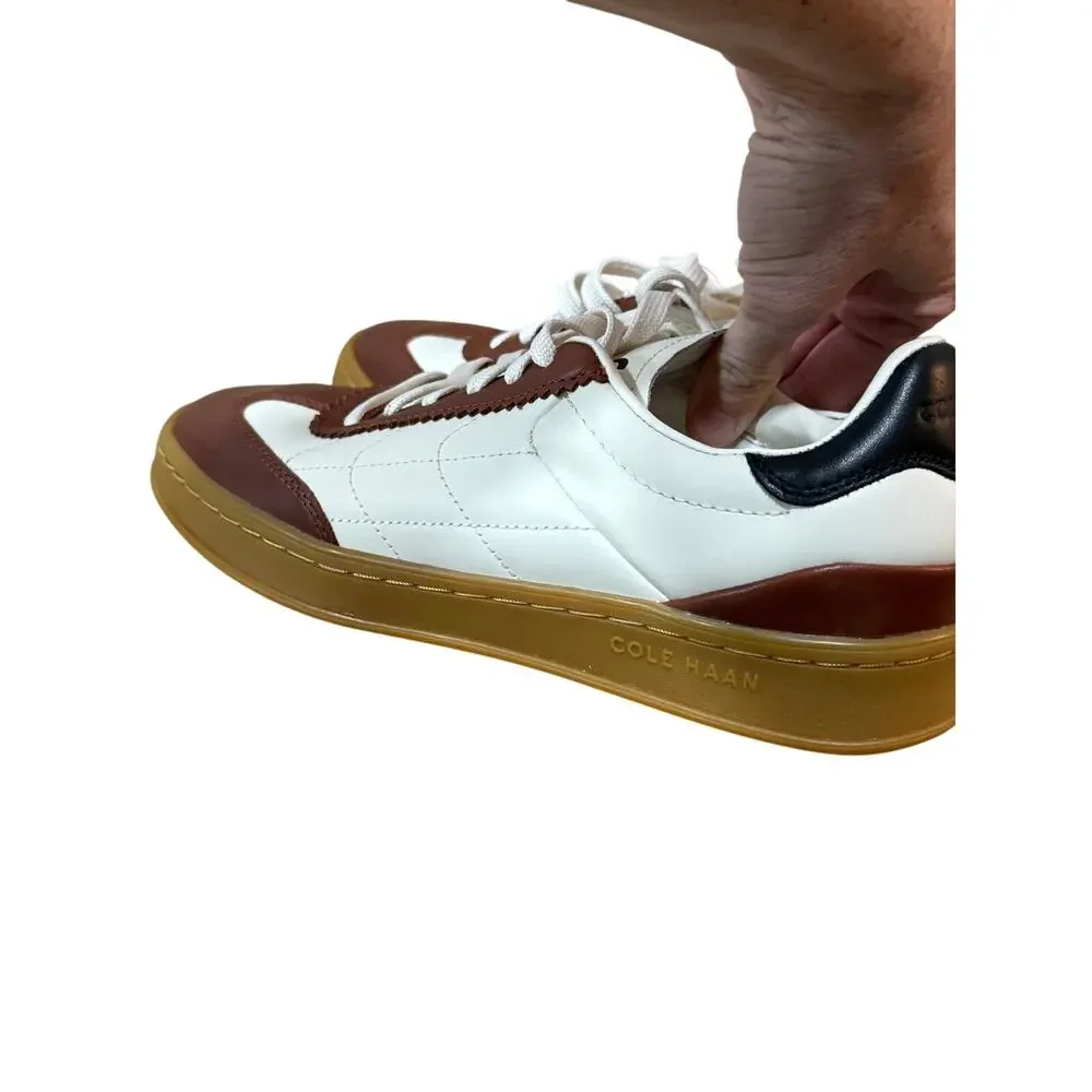 Cole Haan Womens Grandpro Breakaway Leather Sneaker Brown White